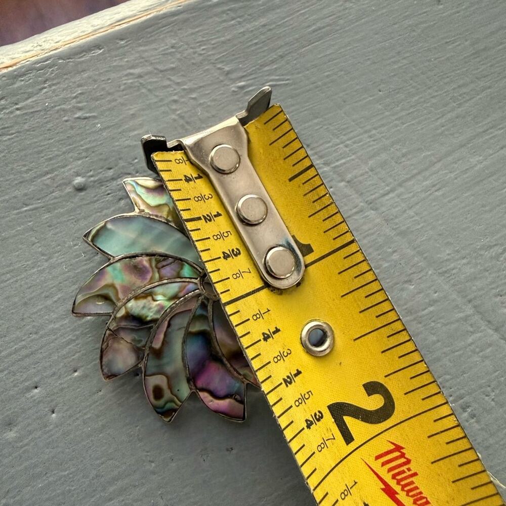 925 Sterling Silver Abalone Mexico  Pin Brooch Pendant VINTAGE - Picture 8 of 8